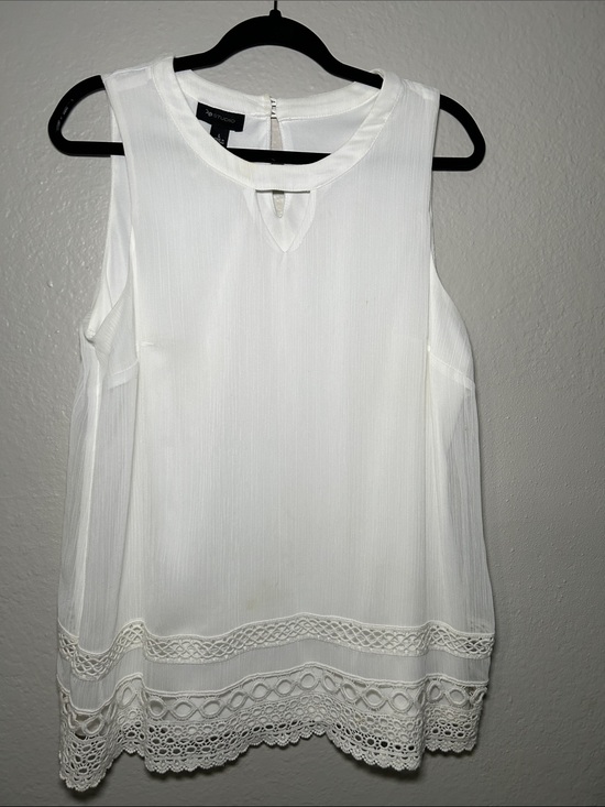 AB Studio Tops - AB Studio White Crochet-Hem Sleeveless Camisole
